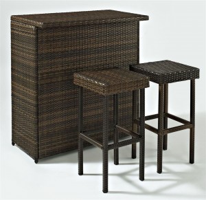 wicker patio bar and stools