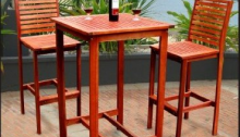 Dartmoor Outdoor 3-Piece Wood Bar Set with Bar Table and 2 Bar Chairs